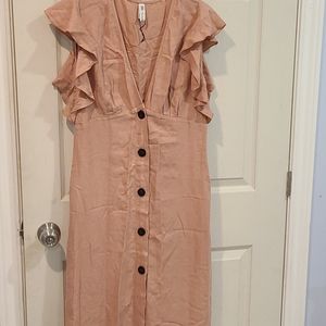 Zara romantic  rustic maxi dress with ruffle butto